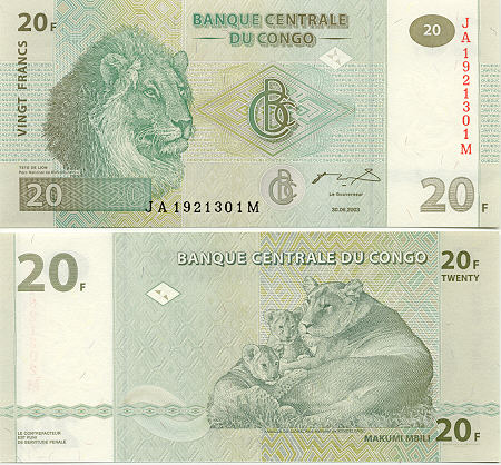 Banknote der Republik Kongo